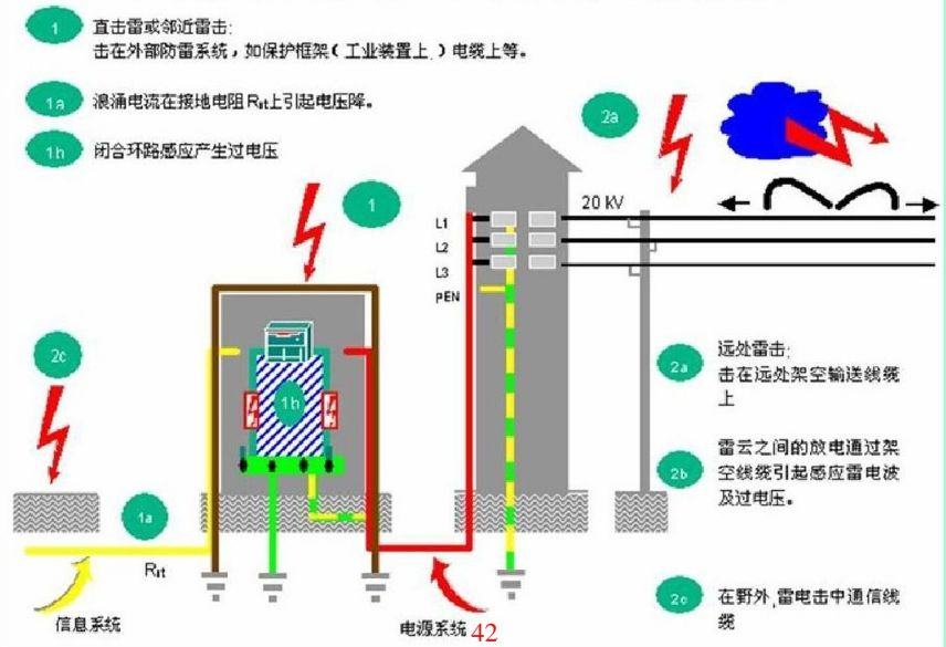 What are the protection and test standards for lightning surge immunity